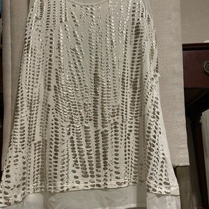 a.n.a White High Low Shimmer Tank Top